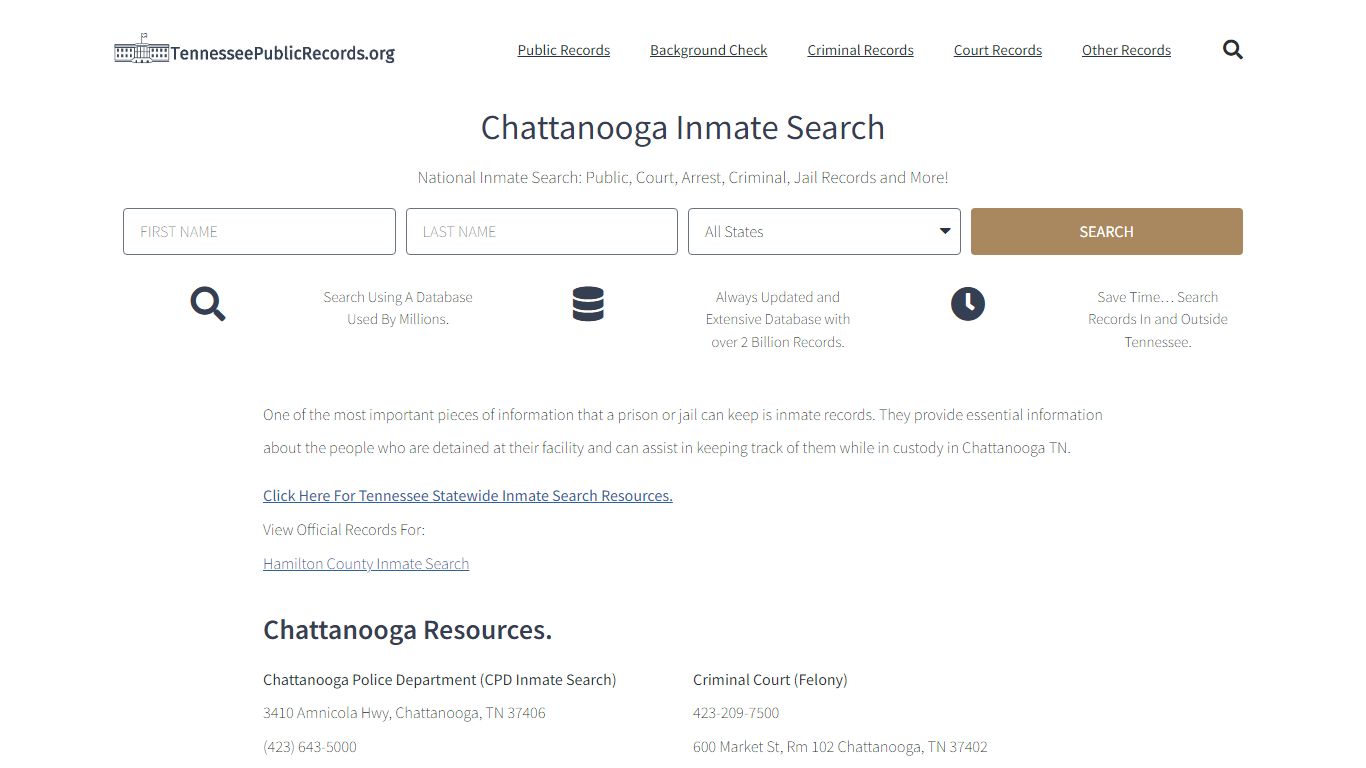 Chattanooga Inmate Search - CPD Current & Past Jail Records